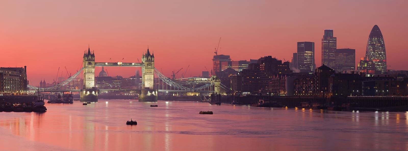 The Thames and London skyline at sunset